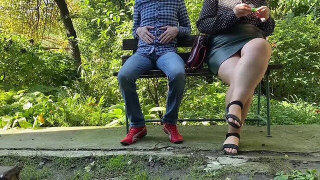 Perverted curvy MILF teases son-in-law with giant natural tits and wet pussy