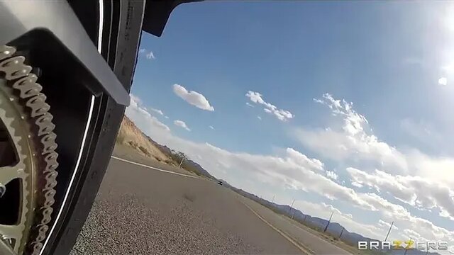 Big-titted brunette caught speeding and gets naughty