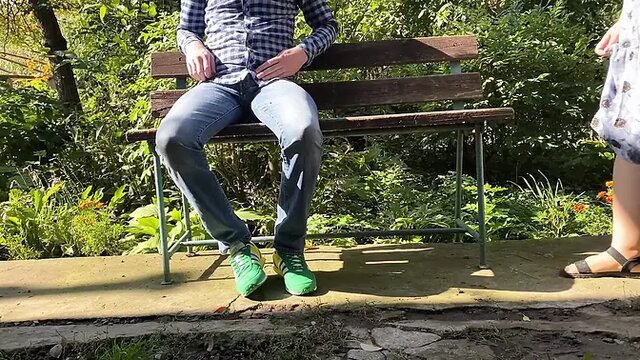 Mature MILF mom pees with spread legs like a cow outside