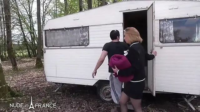 Old wealthy woman brutally anally ravaged by the groundskeeper′s brutal fingers