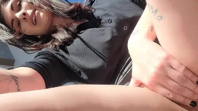 horny 18 year old Latina shows off her big ass in a mini skirt