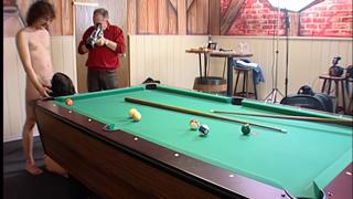 Sexy brunette shoots pool, gets cocked into pussy✌