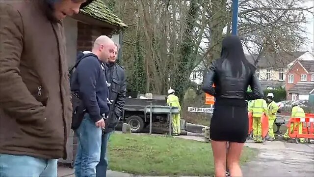 Superb goddess pisses in crowded bus station