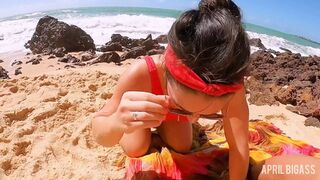 Beachside incestual depravity yields to a sloppy paternal ejaculation