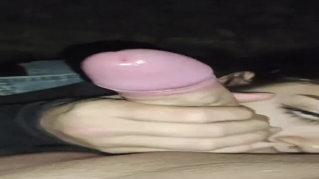 Amateur couple: Cute brunette teen gives best blowjob on train track