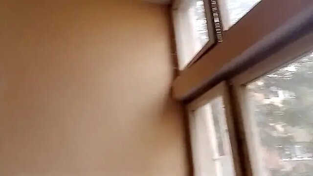 Solo babe with big natural tits plays with herself in public