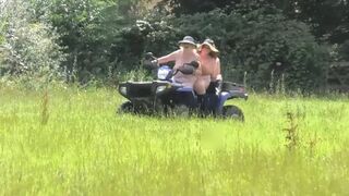 Raunchy Sex Fiends on Quad Bike Thrills Wear Dirty Floppy Hats