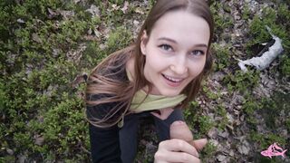 Sexy nymphomaniac seduces me in the woods, blowjob until I cum