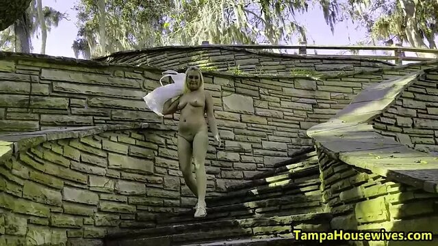 Sexy MILF flashes her big nipples and big ass at the beach