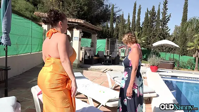 Foursome Pool Fun for Experienced and Extremely Turned-On Older Women