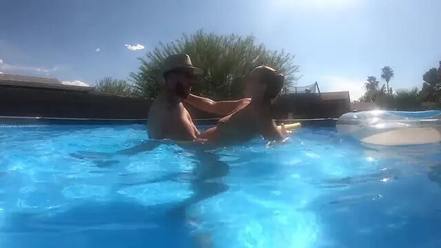 9 Months Pregnant Milf Gets nailed in Pool Outside