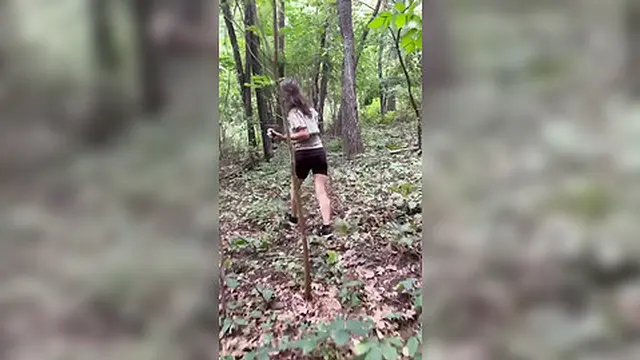 Deep in the forest with a slut &mdash;  creampie for a Jackson