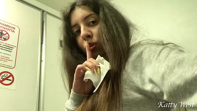 Intimate moments and bathroom play on a flight