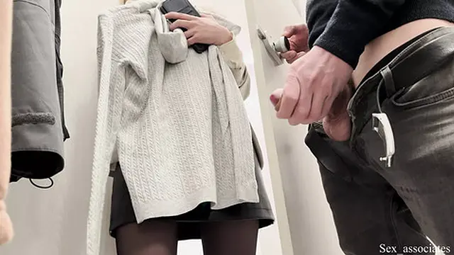 Man flashes his dick🌭 in store &mdash;  gets blowjob and quickie in fitting room