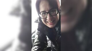 Juicy Muffy gets drenched in a 11-second squirt fest in a dirty parking lot