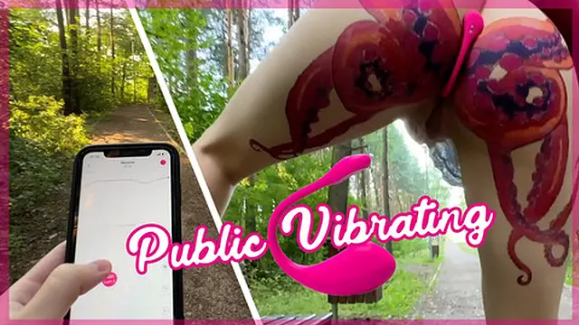 Outdoor tease - girlfriend explores naked in park with remote control vibrator