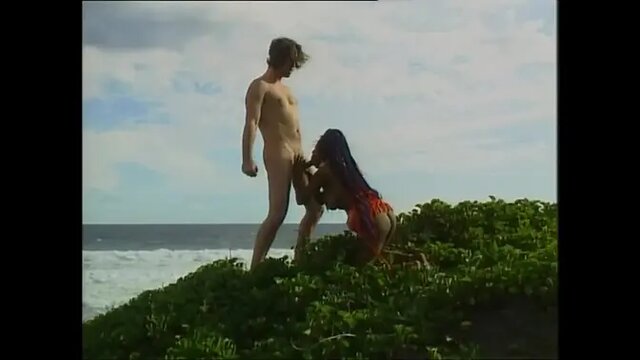 White beauty rides black cock in outdoor door fuck