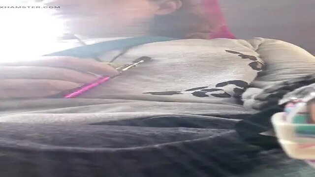 Busty MILF plays with herself and makes pussy fart on crowded bus