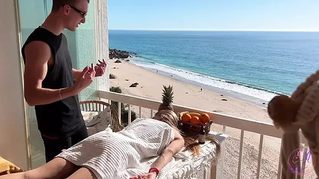 Public Massage Scene - Sensual Touches and Bold Moments