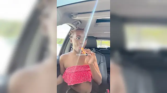 Teen girl seduces in open store