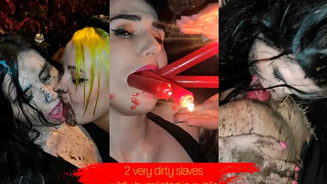 Two eager slaves face intense public humiliation with wild passion