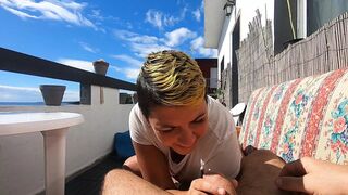 Open-Air Blowjob & Swallow On The Deck