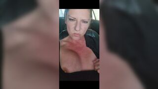'Sultry American milf gets steamy at car wash, drives home topless, pantless, and pleasured'