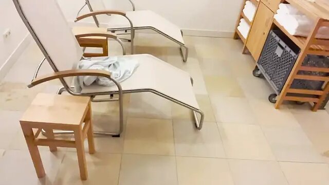 German mature caught in sauna masturbation with loud moaning