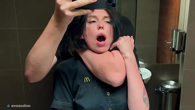 Public sex in a restroom  Fucked a McDonald′s worker after spilled fanta! - Eva Soda