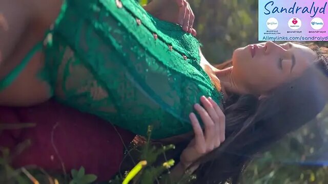 Hot Latina teen in corset worships feet and rubs her huge clit