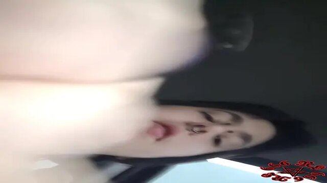 Tattooed and Pierced BBW gives big cock handjob in public car