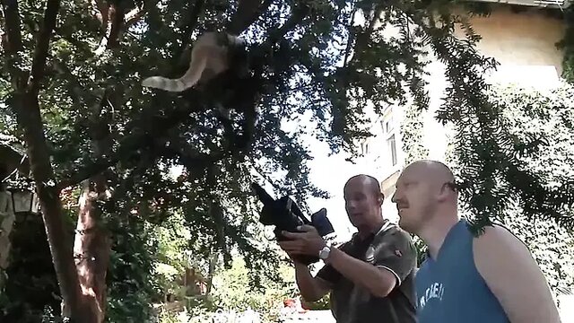 Stunning blonde wife shares hubby with another babe in the garden