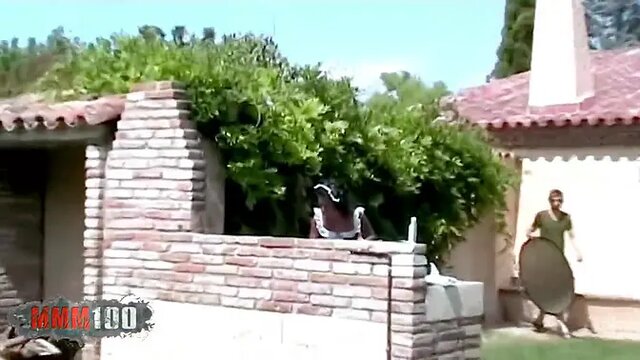 Black maid Priska Farel gets her juicy ass fucked deep outdoors