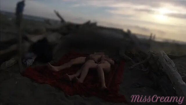 French MILF caught on beach giving intense squirt orgasm