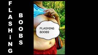 Outdoor Flirtation: Flashing Big Natural Breasts & Lush Hairy pussy✌