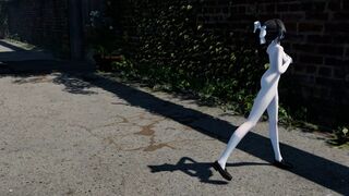 Cute Young Vixen Strips For Elastic Dance Show & Boob Tease Outside