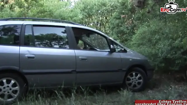 Mature German Milf enjoys outdoor and car sex with BBC &mdash;  big saggy tits