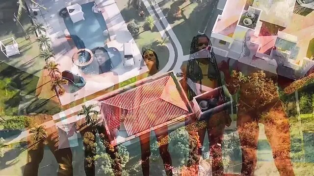 Group of Latinas dance and spread their legs for friend