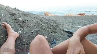 Flashing dick - My wife jerks my dick in front of a stranger in a nudist beach with people near - OMG Caught!!!