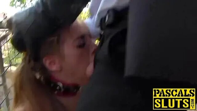 Submissive English slut gets a big rod deepthroat and hard pounding