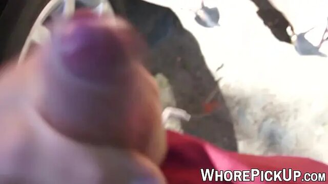 Paid whore rides huge cock in doggystyle on street corner