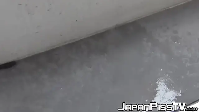 Exotic beauty drips urine down the stairs