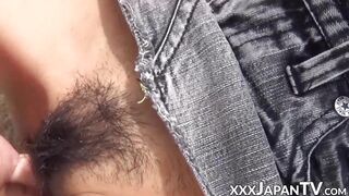 Nubile Japanese amateur fingered in public closeup