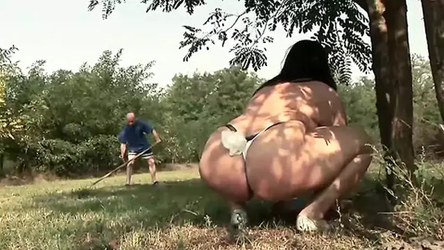 Wild sex adventure in nature with a curvy &mdash;  eager woman