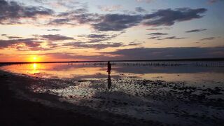 Walk on Red Sunset of Elton Salt Lake