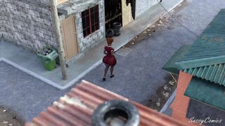 Ghetto Girl with Thick Thick Rides Top Don BBC In Yellow Lamborghini - SassyComics