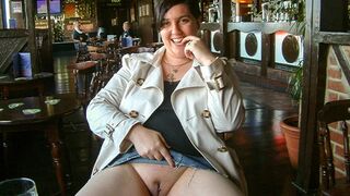 British Fattie Masturbating in a Public Bar