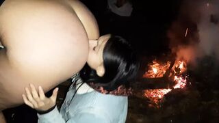 Licked my ass by the fire when friends quit smoking