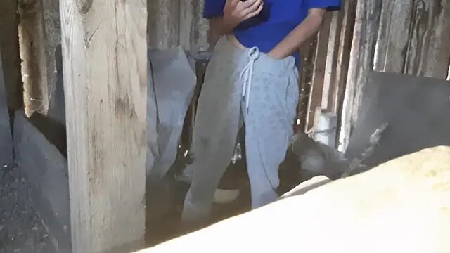 Skinny teen girl caught masturbating in the village