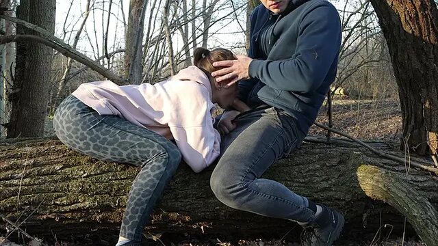 Red Bitch Sucks My Dick in the Forest